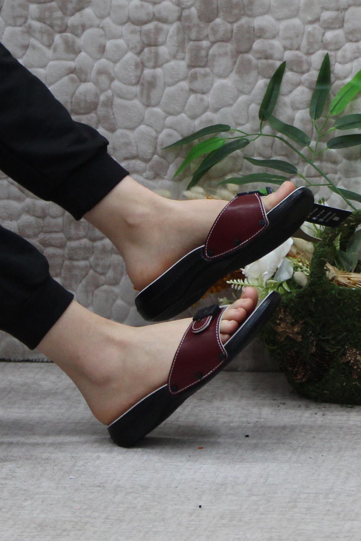 6500-1 Kırmızı Rahat Ortapedik Kadın Terlik - Görsel 6