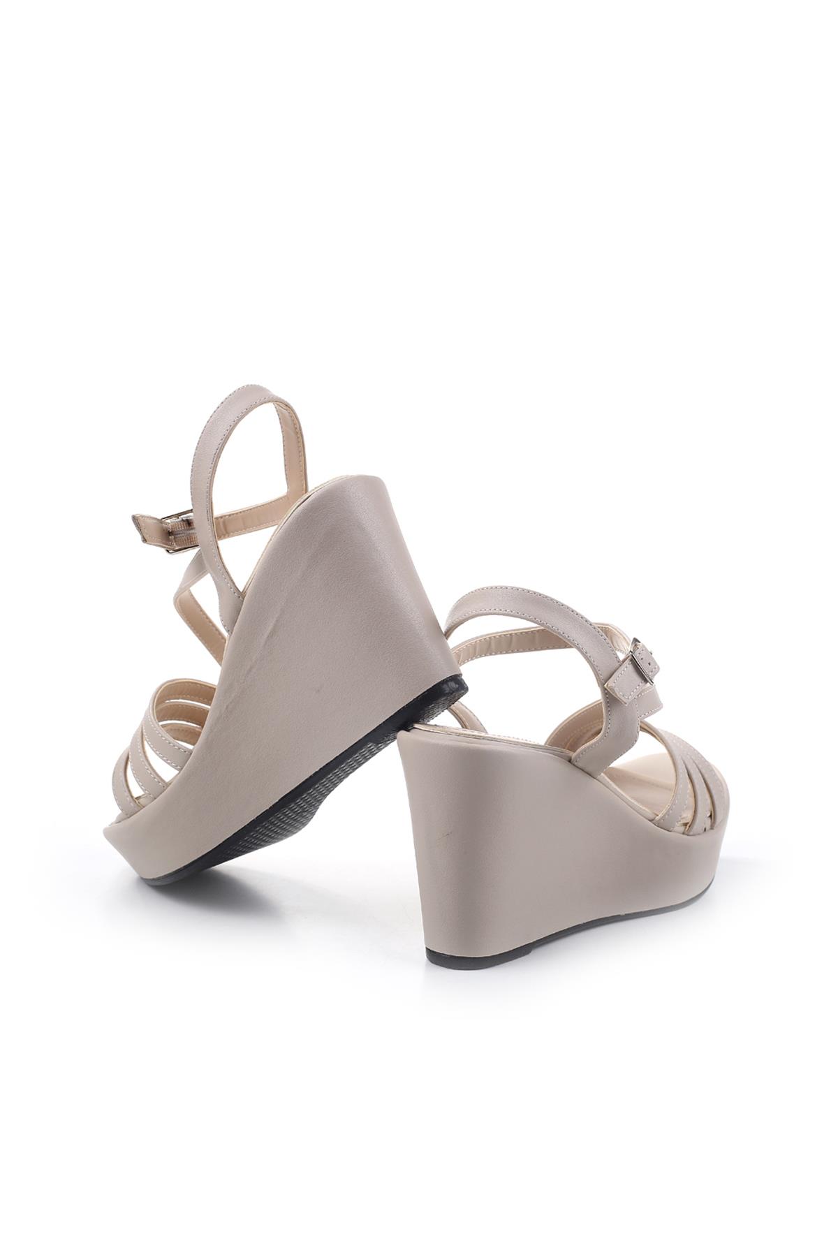 Le Guzzi 2809 Kadın 9 Cm Dolgu Topuklu Cilt Sandalet - Görsel 7