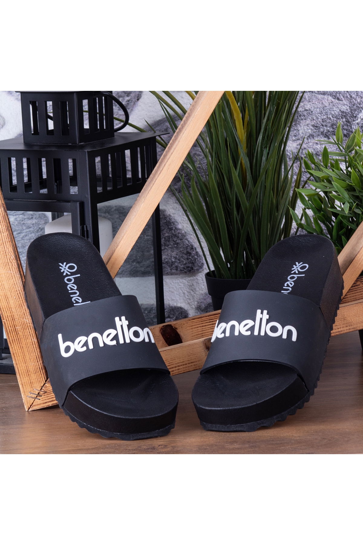 1212 Günlük Yüksek Taban Kadın Terlik Siyah - Görsel 3