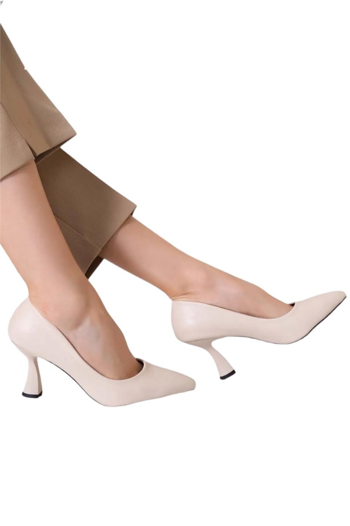 Kadın 6 Cm Topuklu Ayakkabı BEJ - Görsel 5