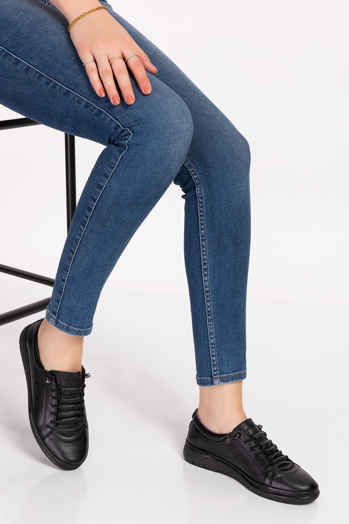 Gondol Kadın Hakiki Deri Lastikli Bağcıklı Rahat Ayakkabı Pyt.2120 - Görsel 4