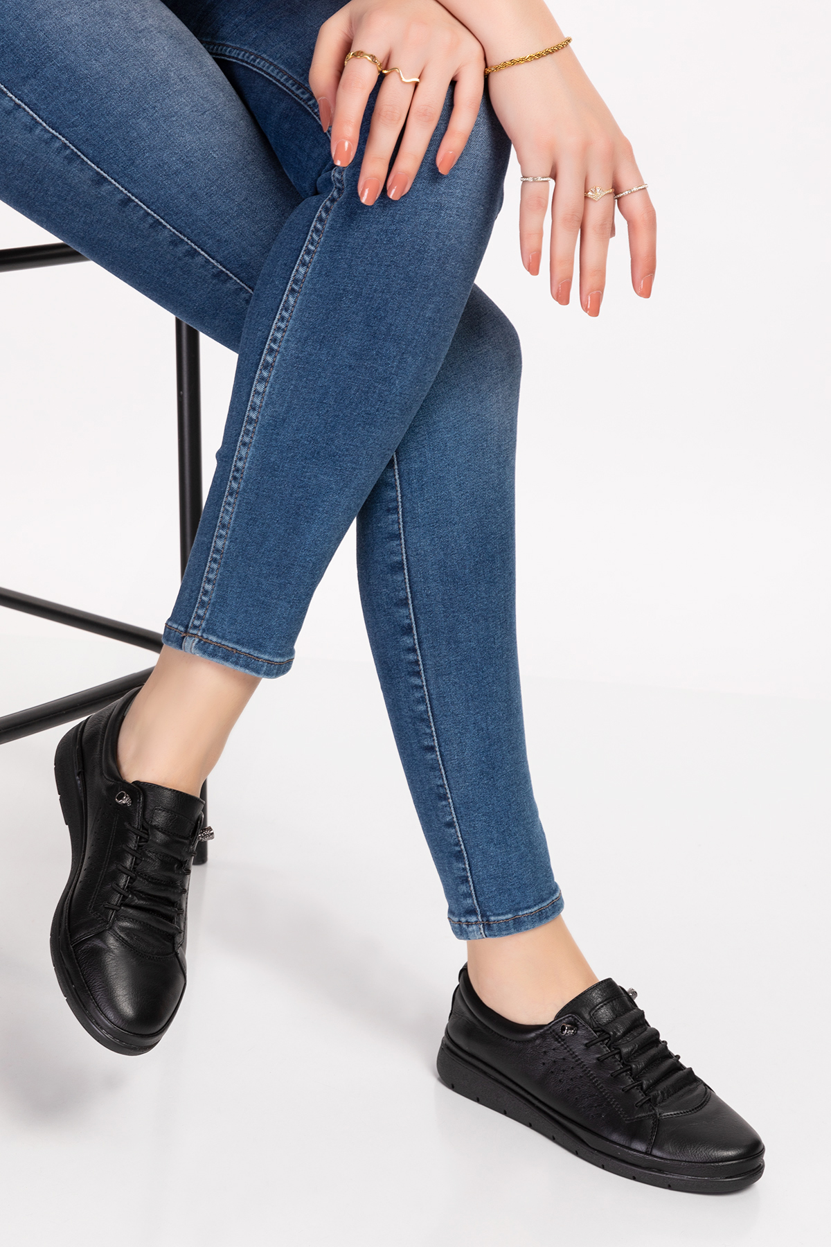 Gondol Kadın Hakiki Deri Lastikli Bağcıklı Rahat Ayakkabı Pyt.2120 - Görsel 6