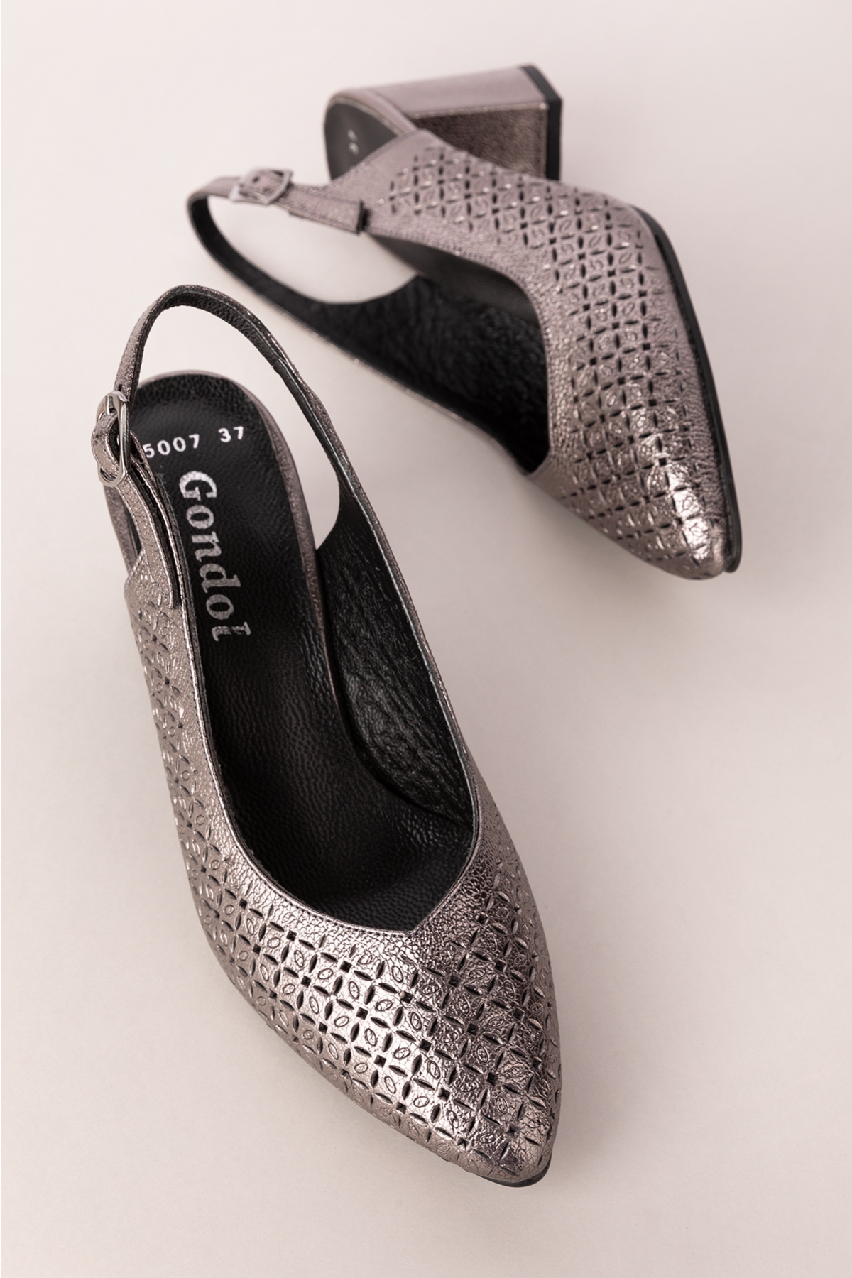Gondol Hakiki Deri Lazer Kesim Şık Topuklu Ayakkabı şhn.2007 - Görsel 2