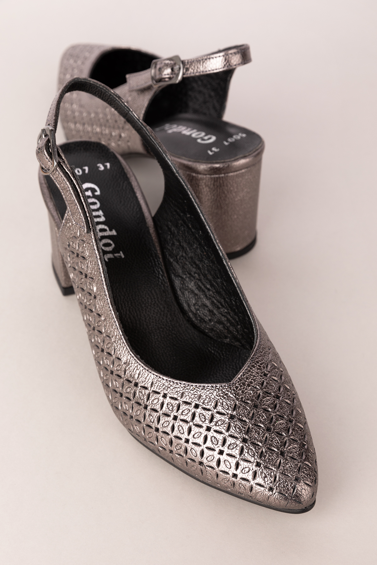 Gondol Hakiki Deri Lazer Kesim Şık Topuklu Ayakkabı şhn.2007 - Görsel 3