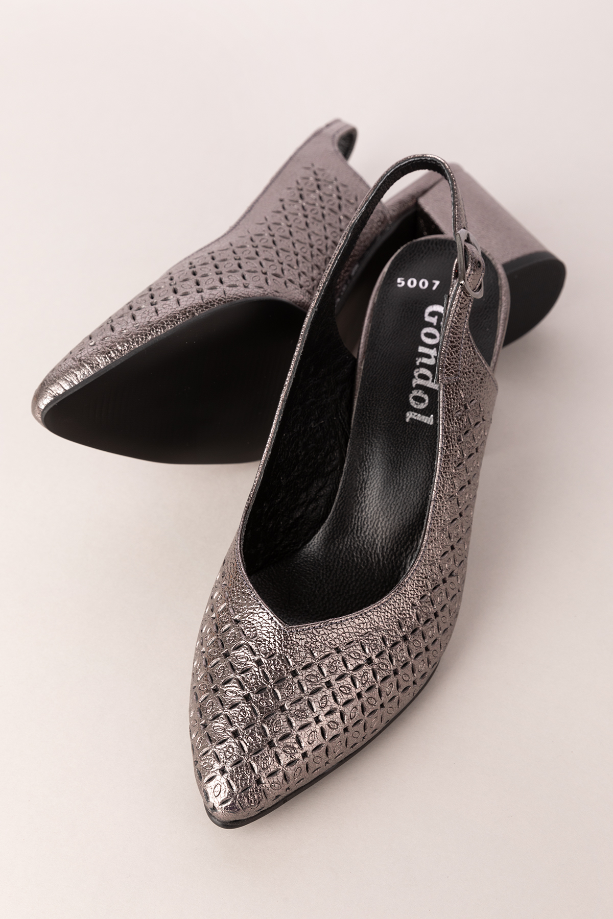 Gondol Hakiki Deri Lazer Kesim Şık Topuklu Ayakkabı şhn.2007 - Görsel 4