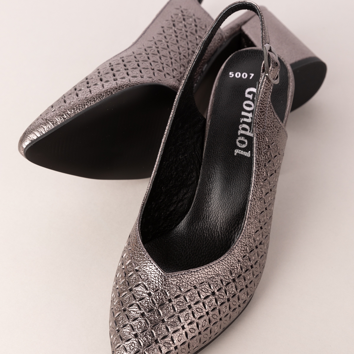 Gondol Hakiki Deri Lazer Kesim Şık Topuklu Ayakkabı şhn.2007 - Görsel 5