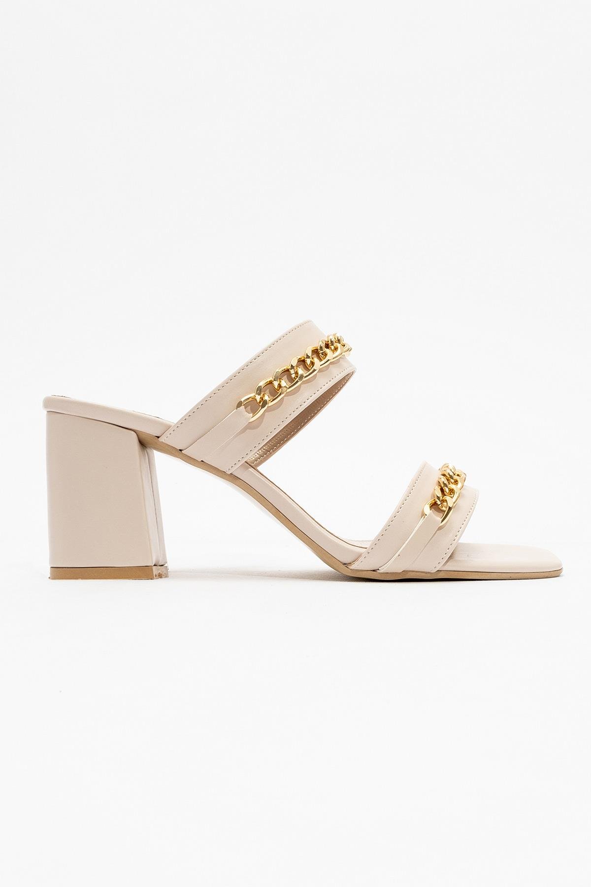 Kadın Zincirli Topuklu Terlik TEN CİLT - Görsel 2