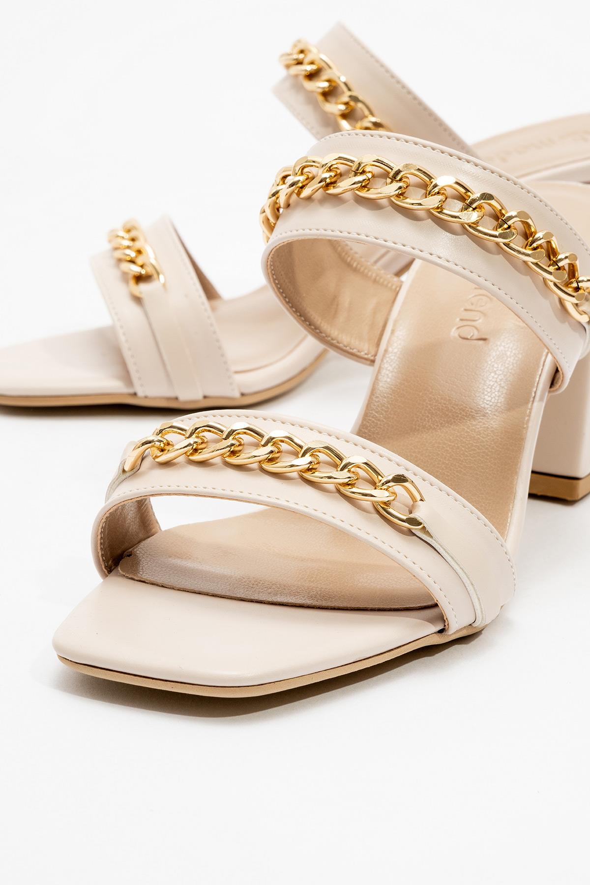 Kadın Zincirli Topuklu Terlik TEN CİLT - Görsel 4