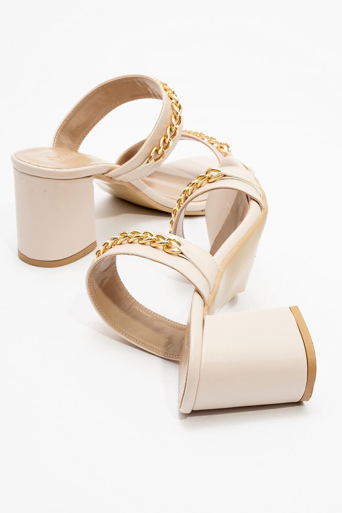 Kadın Zincirli Topuklu Terlik TEN CİLT - Görsel 5