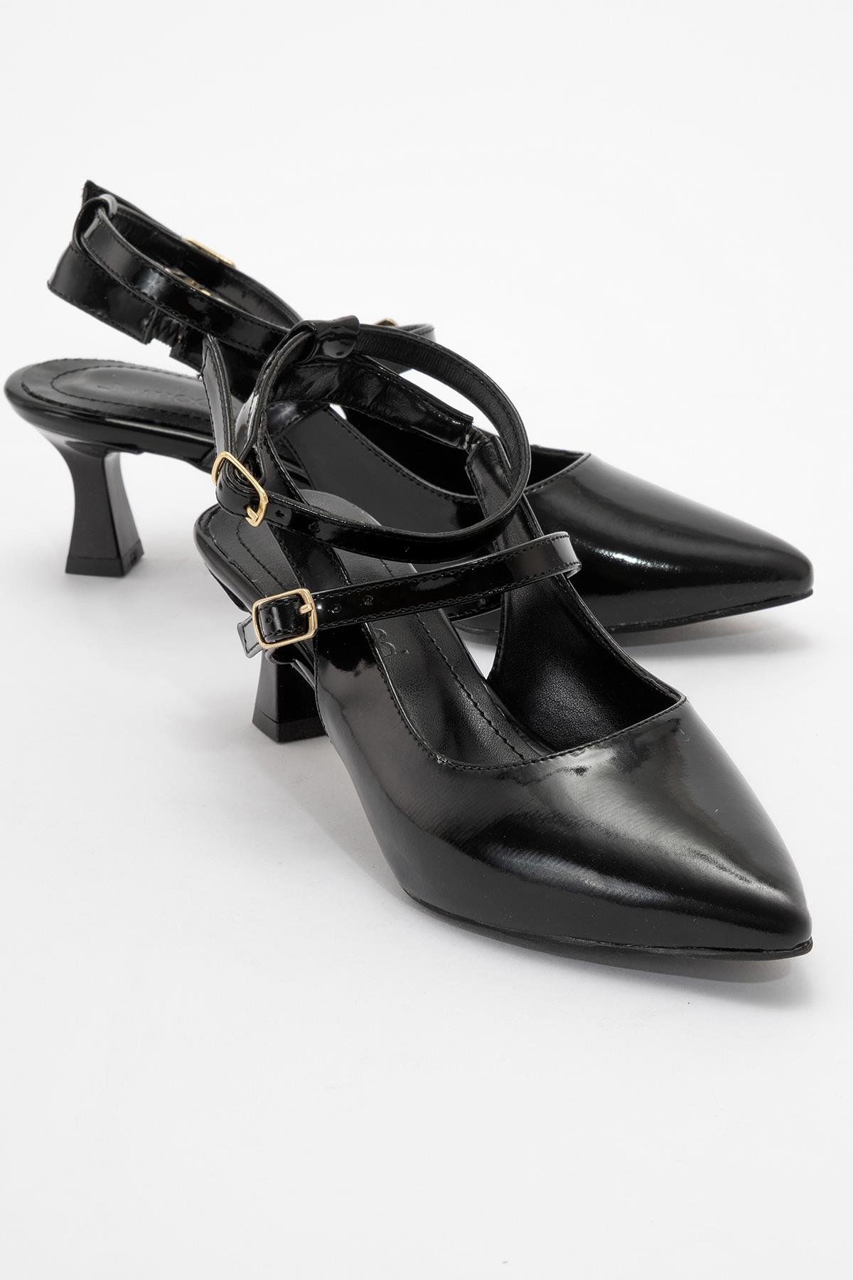 Çift Tokalı Kadın Topuklu Sandalet SİYAH RUGAN - Görsel 2