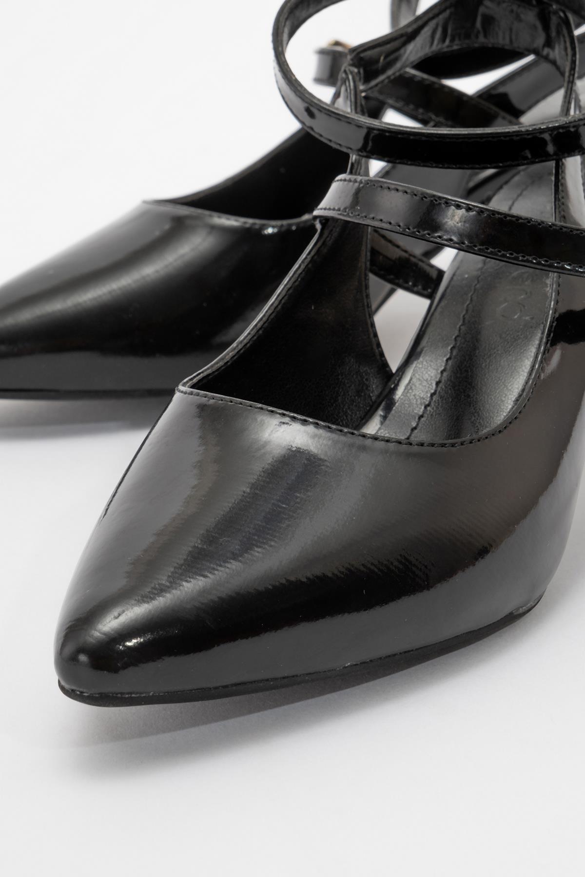 Çift Tokalı Kadın Topuklu Sandalet SİYAH RUGAN - Görsel 4