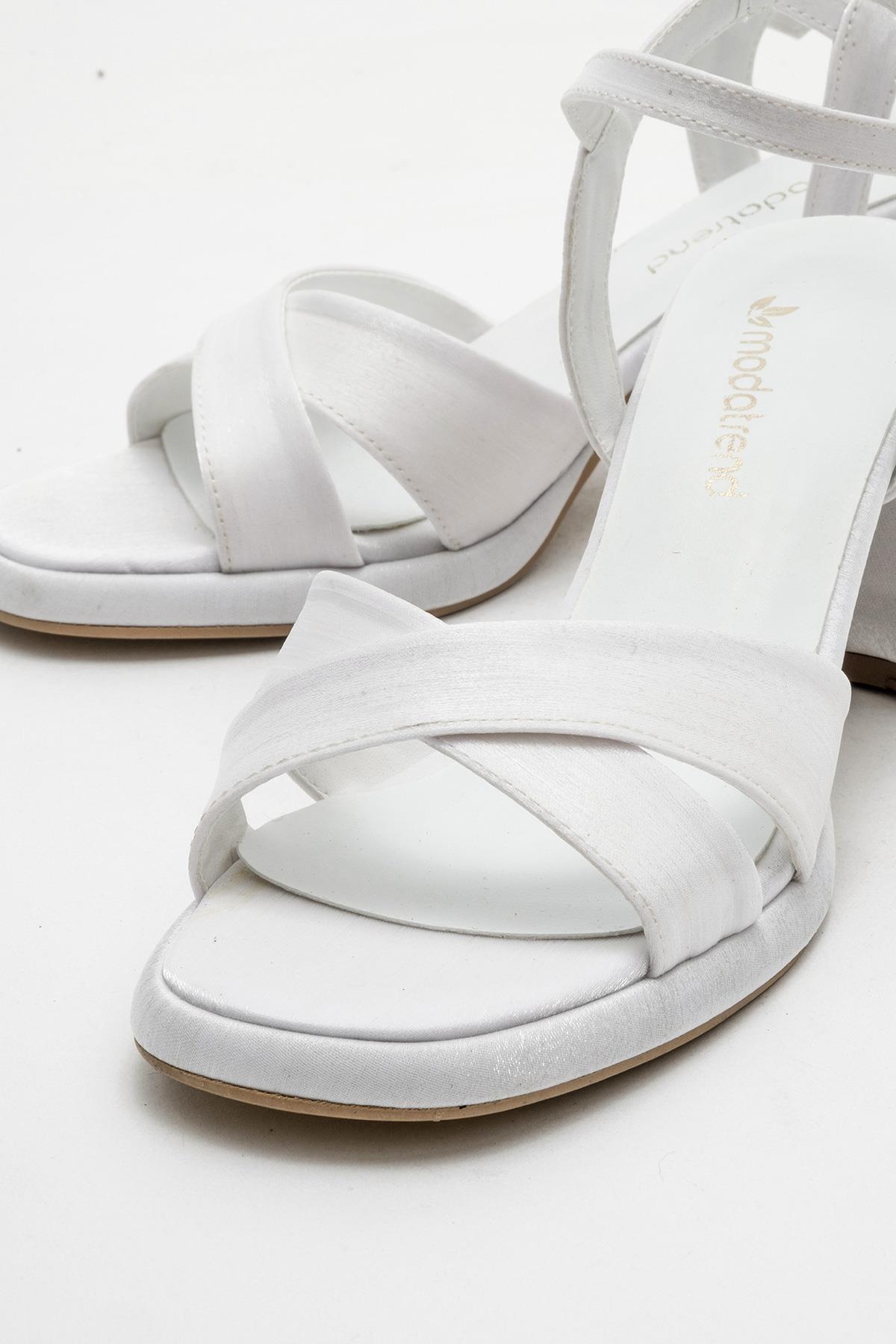 Kadın Topuklu Ayakkabı BEYAZ SATEN - Görsel 4