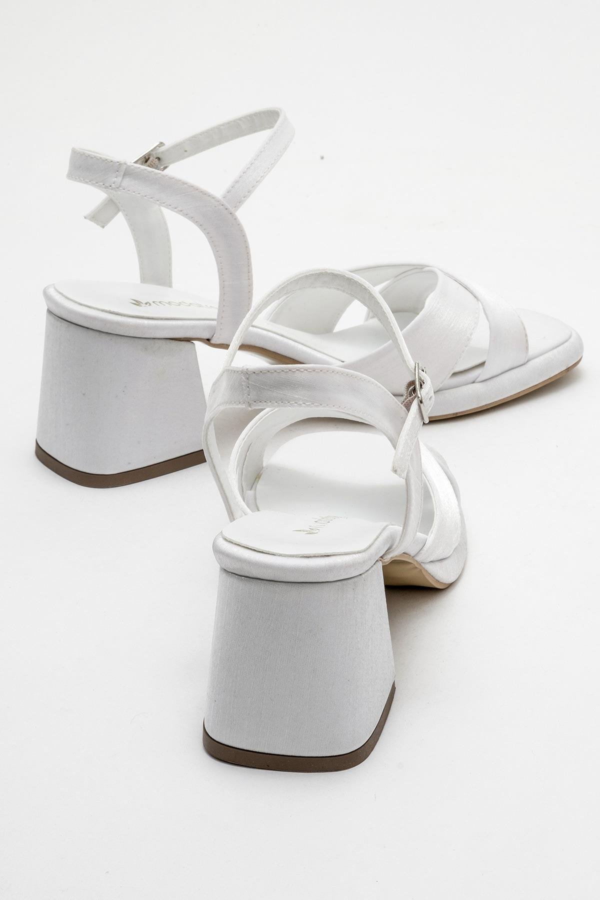 Kadın Topuklu Ayakkabı BEYAZ SATEN - Görsel 5