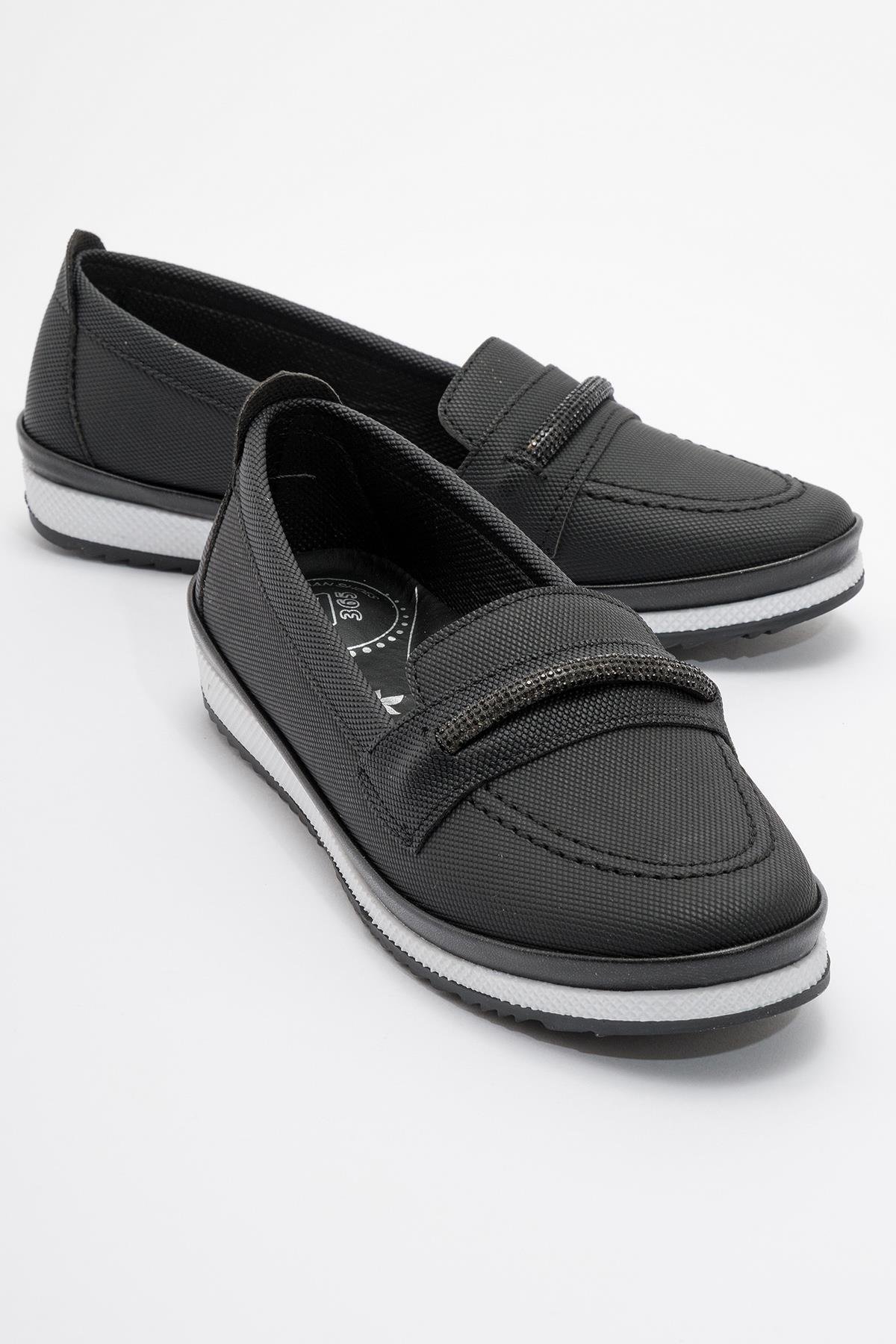 Tek Taşlı Kadın Günlük Ayakkabı SİYAH KOT - Görsel 3