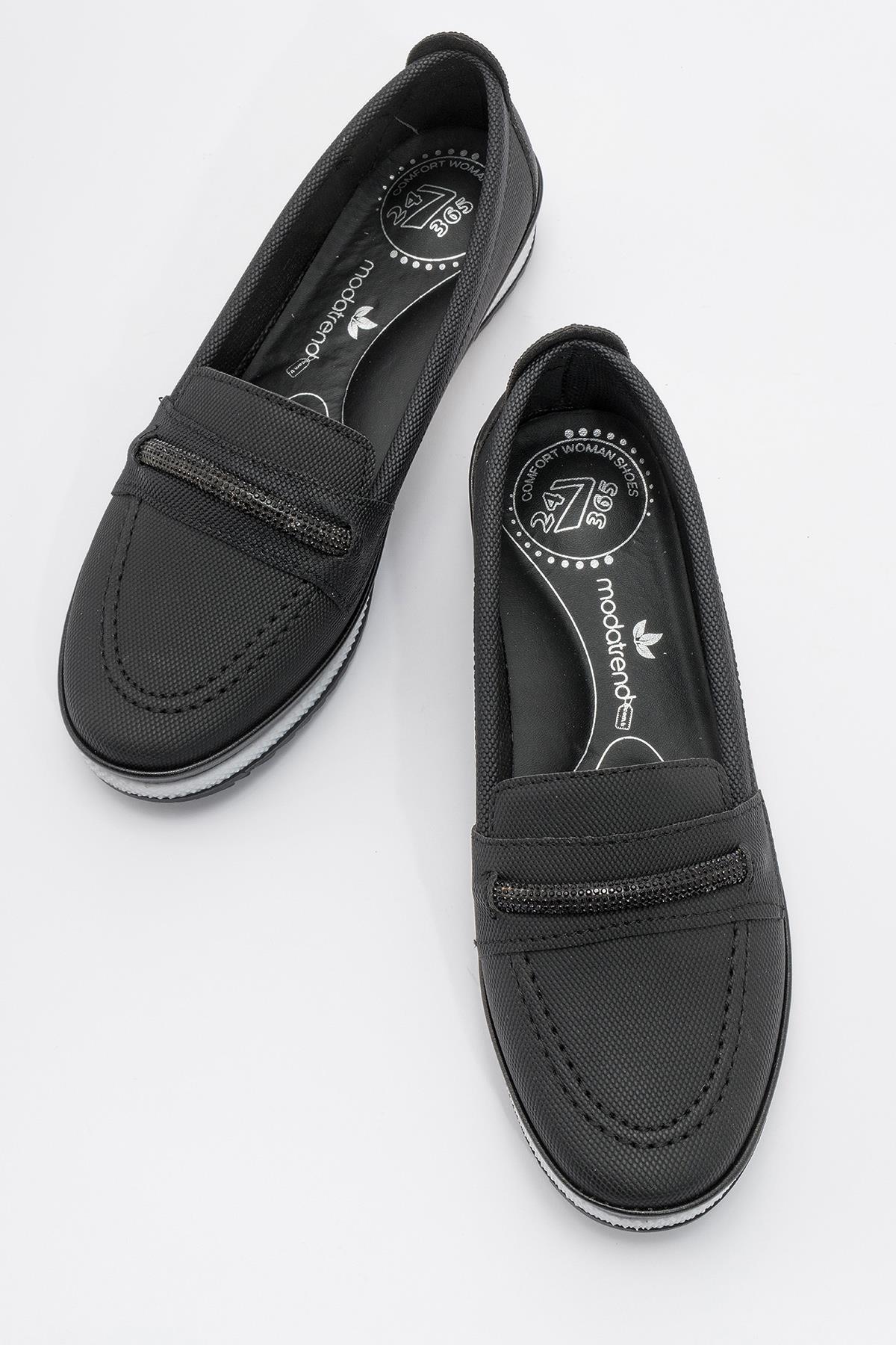 Tek Taşlı Kadın Günlük Ayakkabı SİYAH KOT - Görsel 6