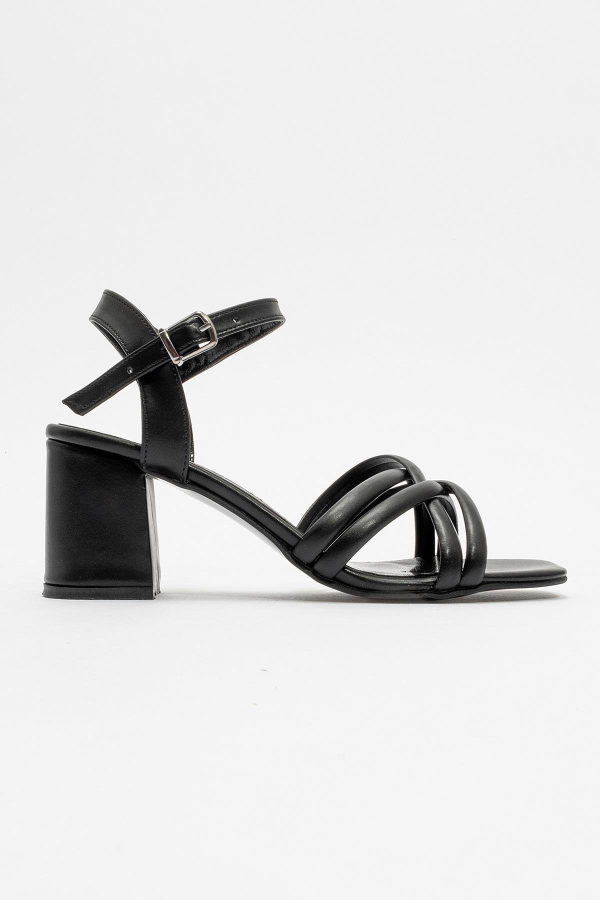 Kadın Kalın Topuklu Sandalet SİYAH CİLT - Görsel 2