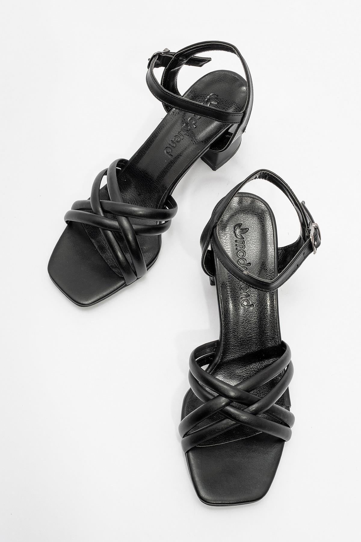 Kadın Kalın Topuklu Sandalet SİYAH CİLT - Görsel 6