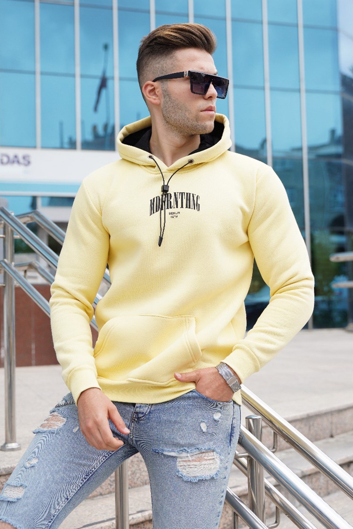 Sarı Kapüşonlu Sweatshirt 5331