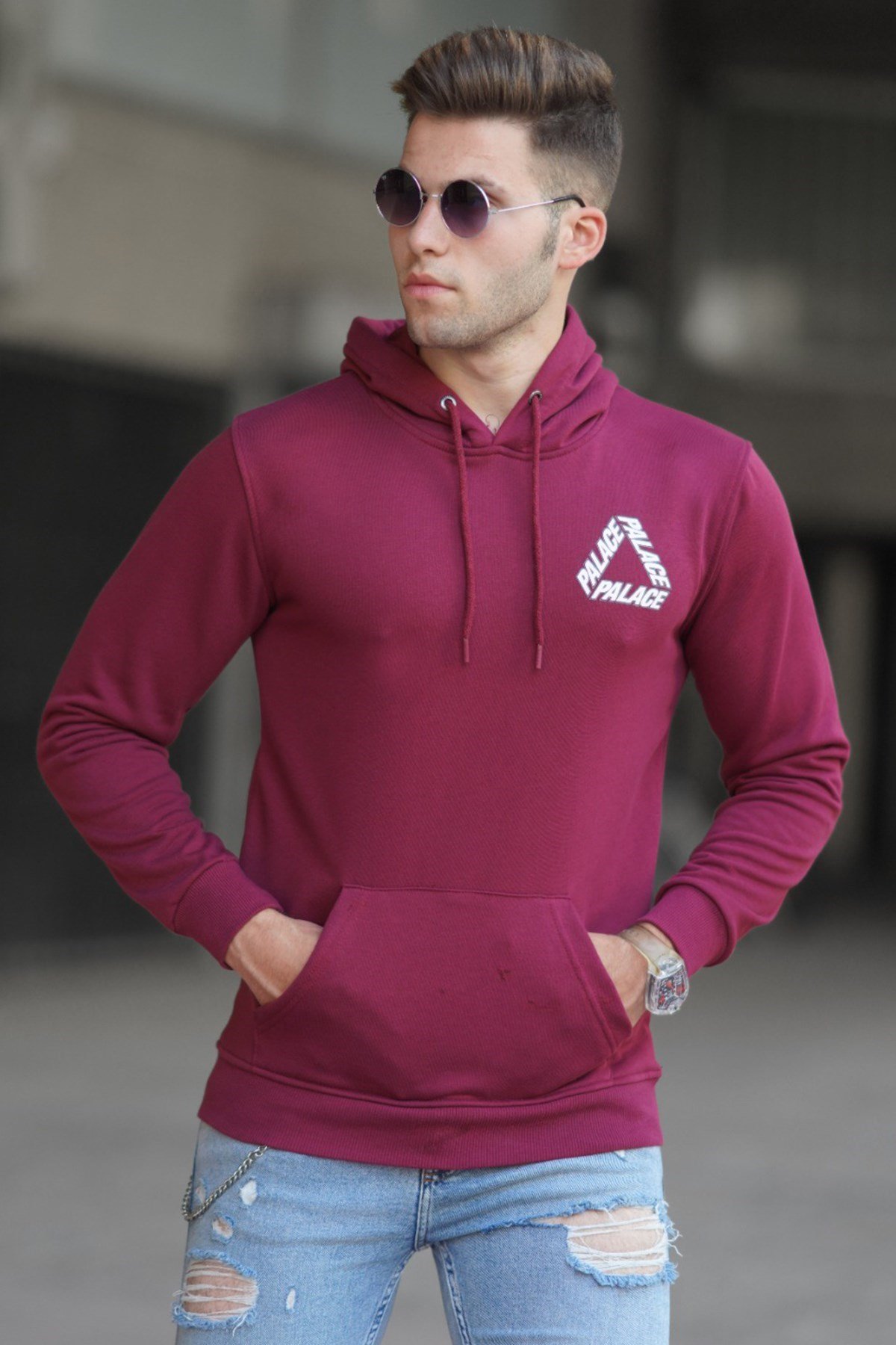 Bordo Baskılı Sweatshirt 5303