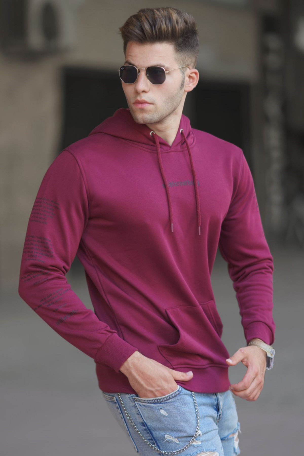 Bordo Baskılı Sweatshirt 5304