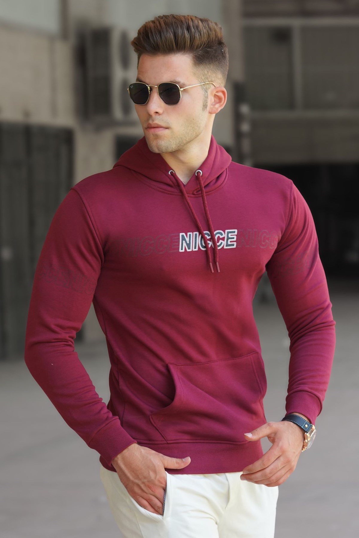 Bordo Baskılı Erkek Sweatshirt 5305