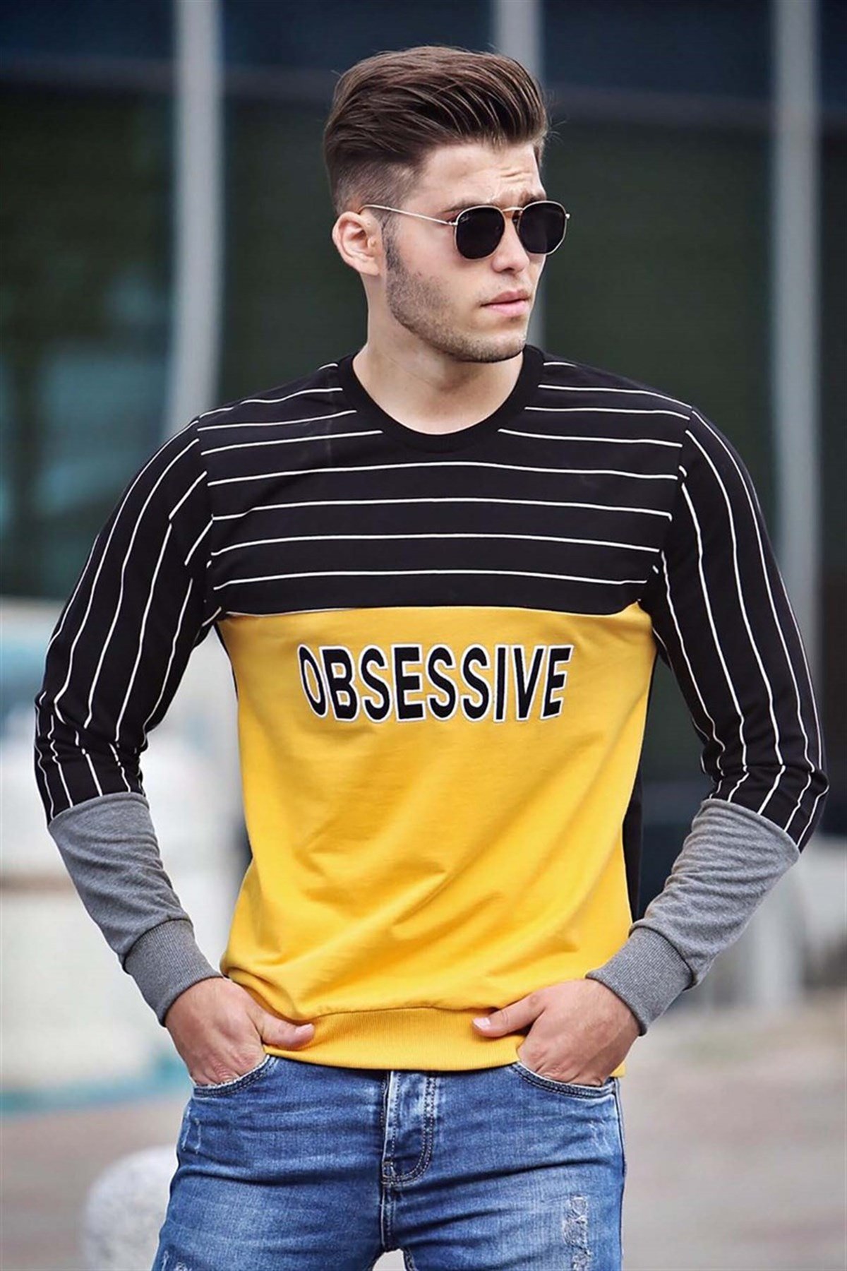 Baskılı Sarı Sweatshirt 4184