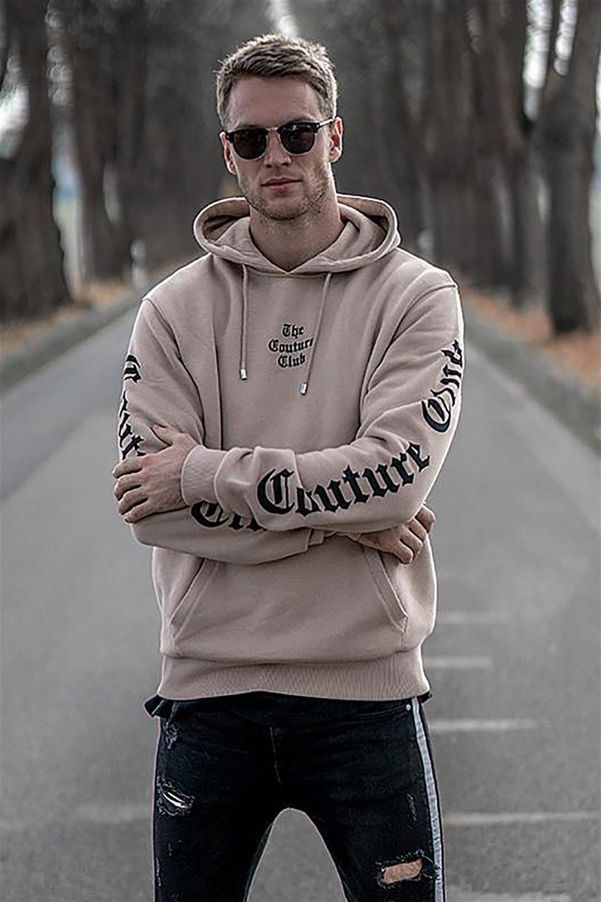 Camel Baskılı Kapşonlu Sweatshirt 2877