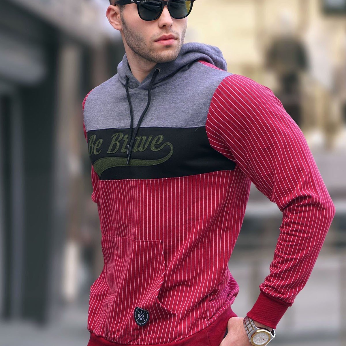 Kapşonlu Çizgili Sweatshirt Bordo 2815 Fiyatları - 201239382 | Flo
