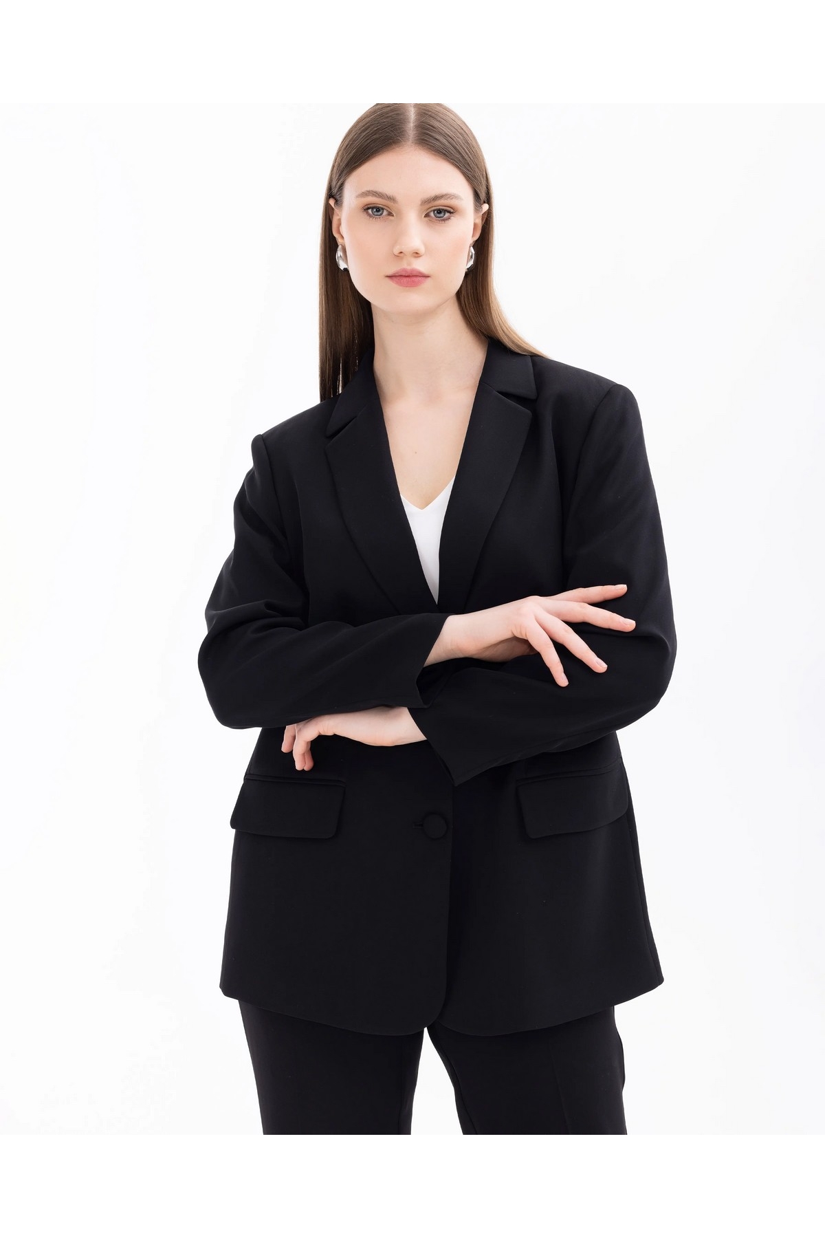 Siyah Blazer Ceket Kadn Buyuk Beden