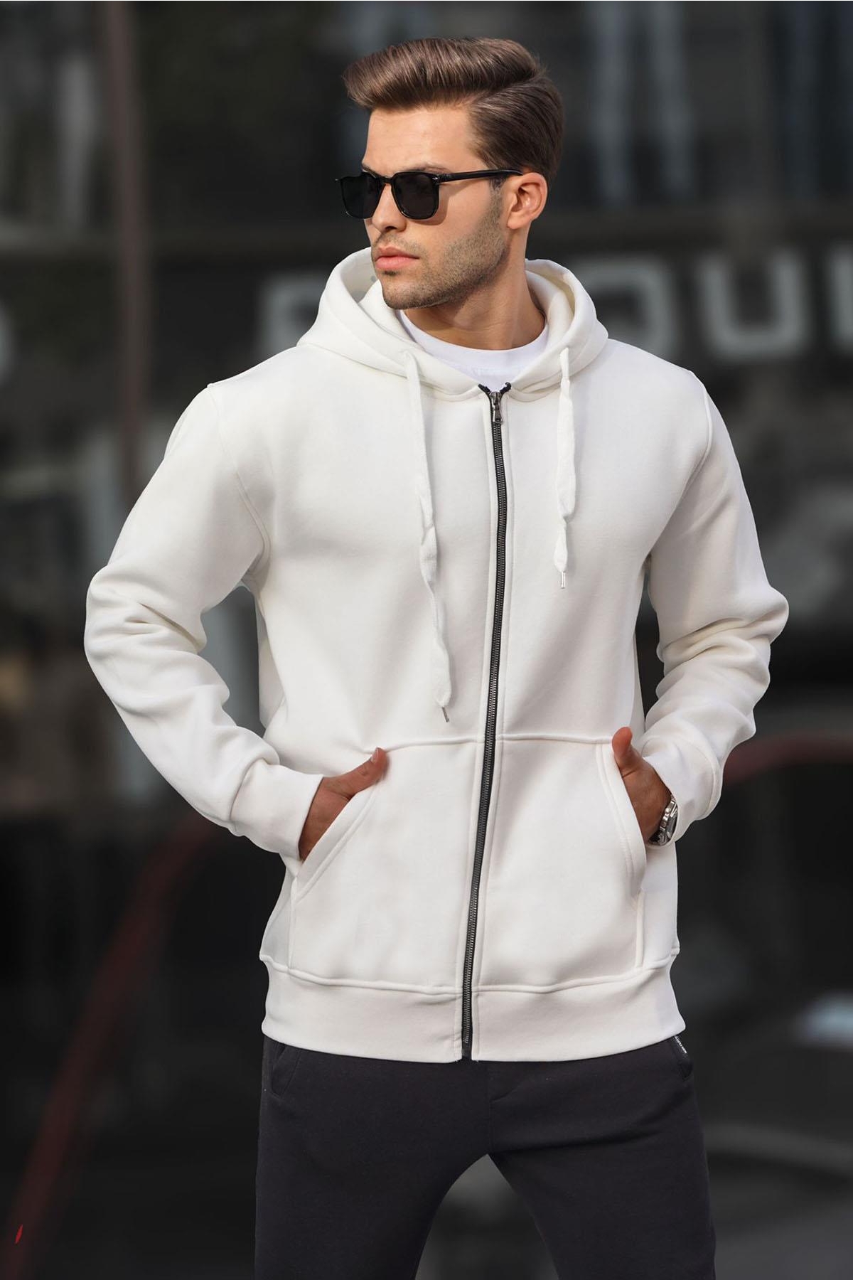 Ekru Kapüşonlu Regular Fit Erkek Sweatshirt 6140