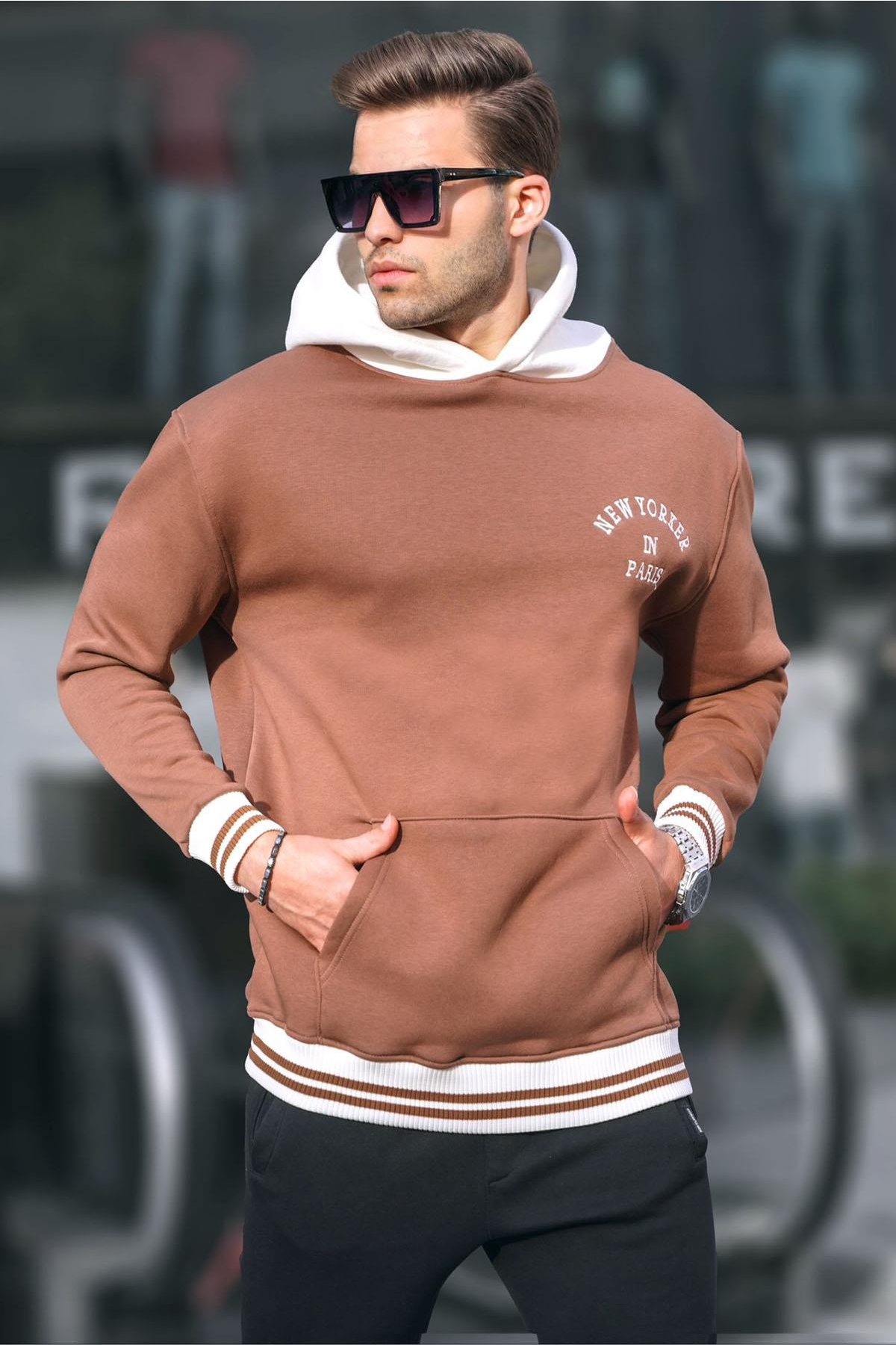 Kahverengi Oversize Kapüşonlu Sweatshirt 6139