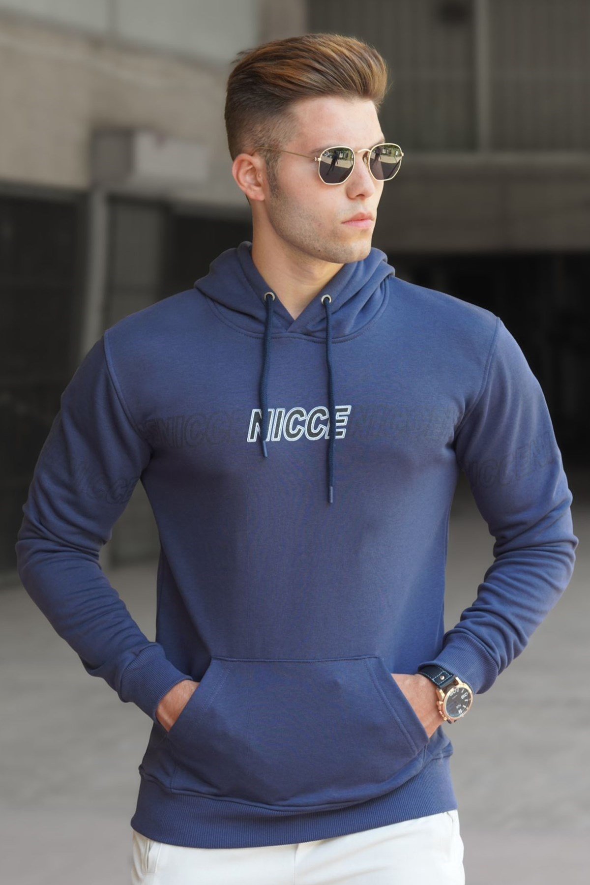 Lacivert Baskılı Erkek Sweatshirt 5305