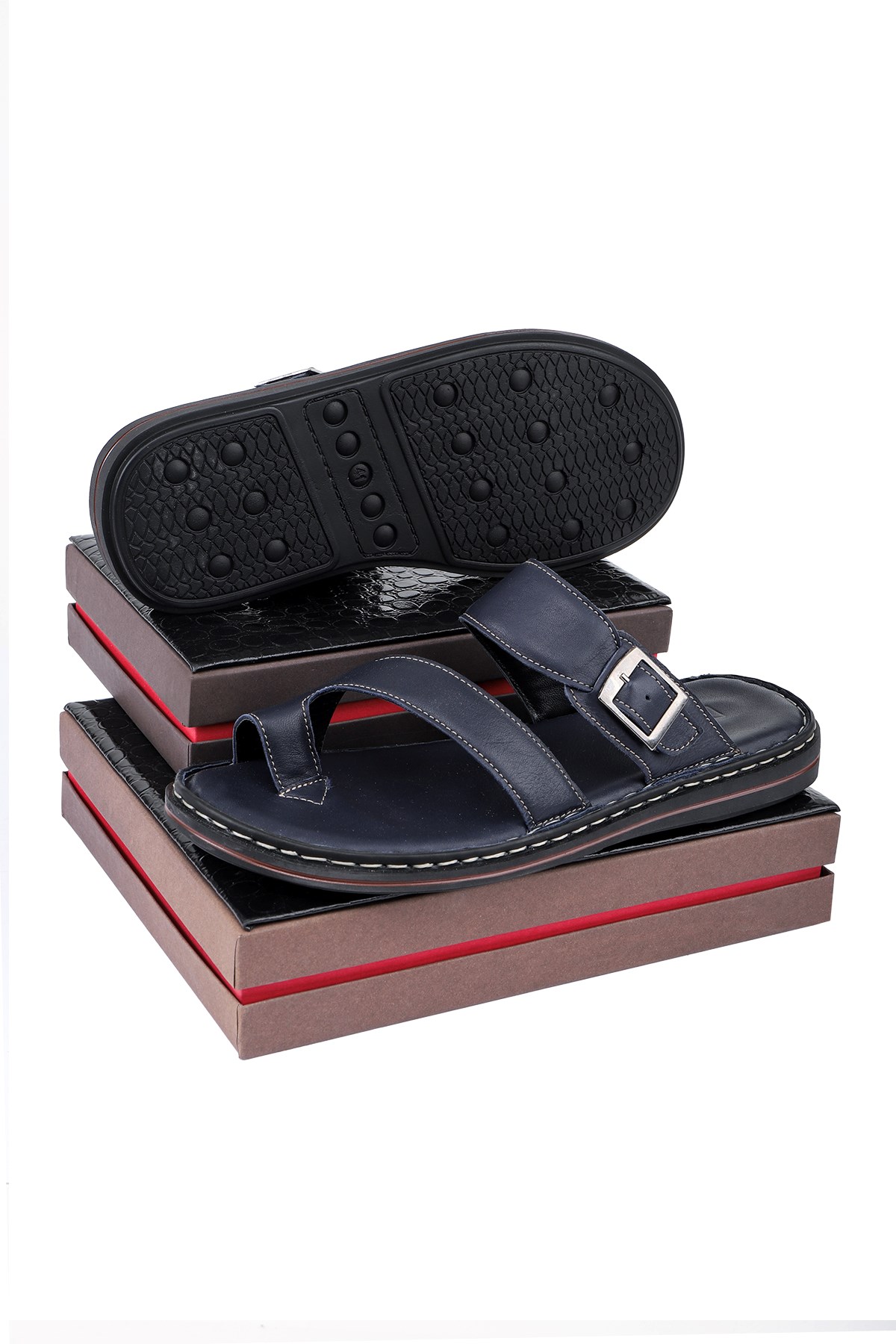 Ducavelli Palmira Hakiki Deri Erkek Terliği, Hakiki Deri Terlik, Ortopedik Taban Terlik, Hafif Deri - Görsel 5