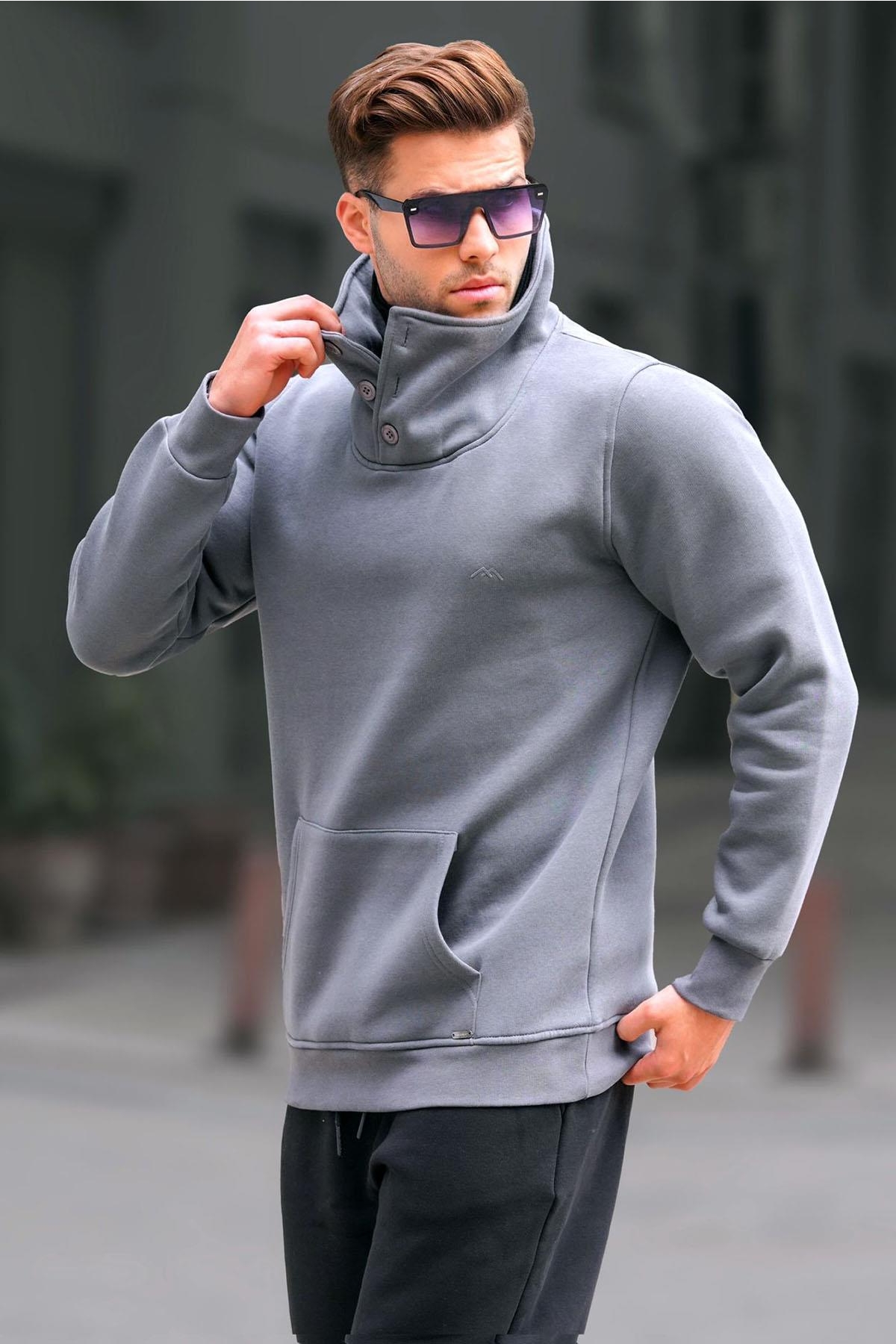 Füme Yaka Detaylı Erkek Sweatshirt 4411