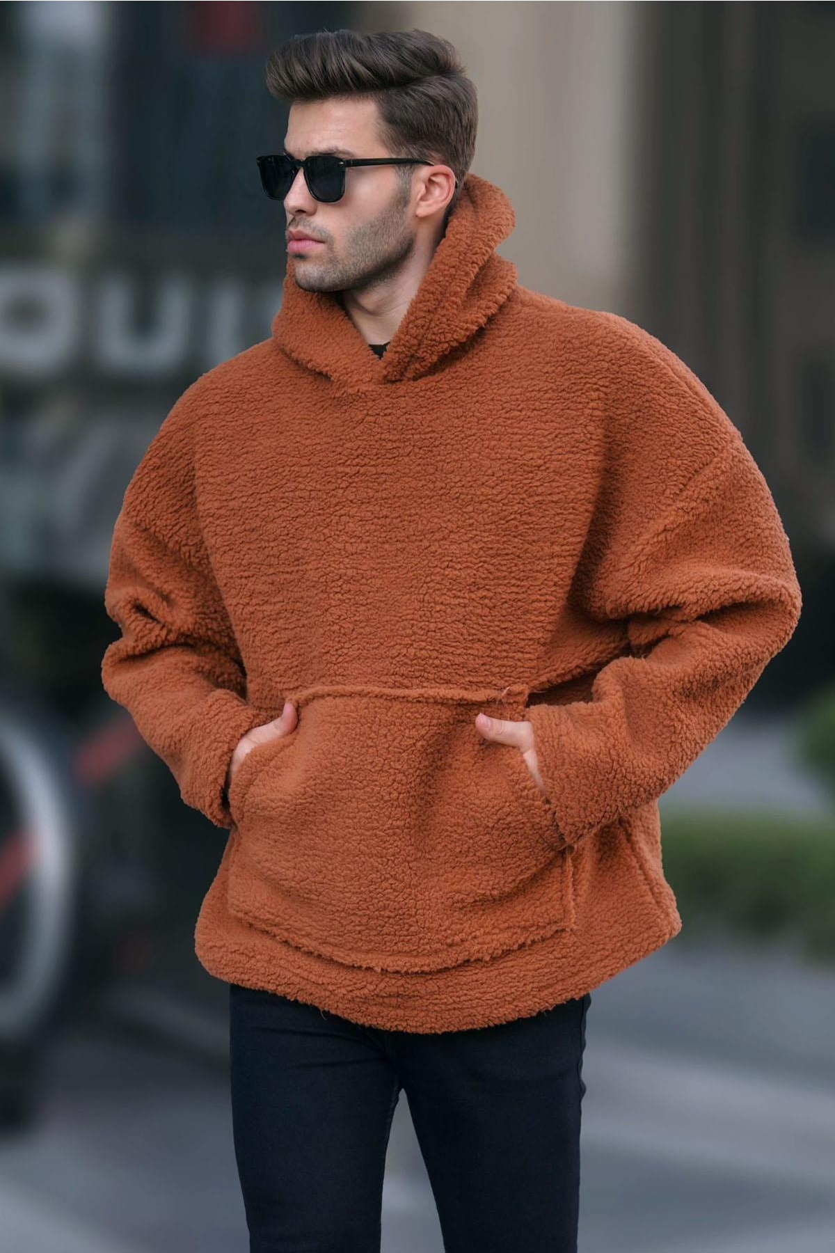 Kiremit Oversize Peluş Erkek Sweatshirt 6160