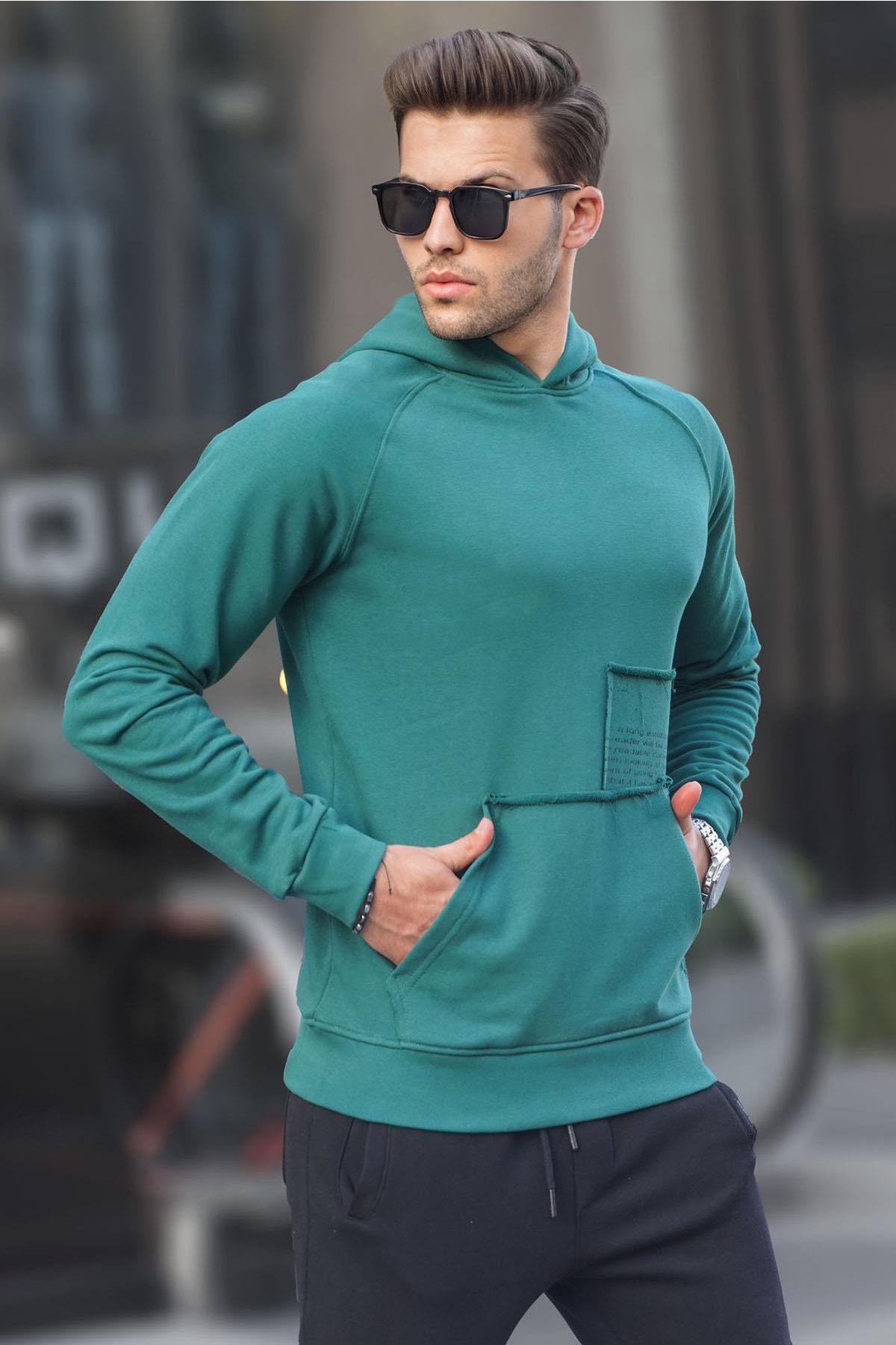 Koyu Yeşil Kapüşonlu Sweatshirt 6151