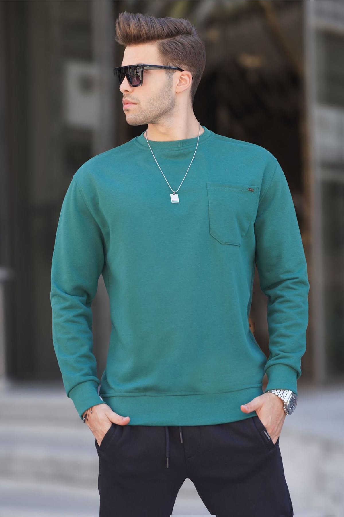 Koyu Yeşil Regular Fit Basic Sweatshirt 6136