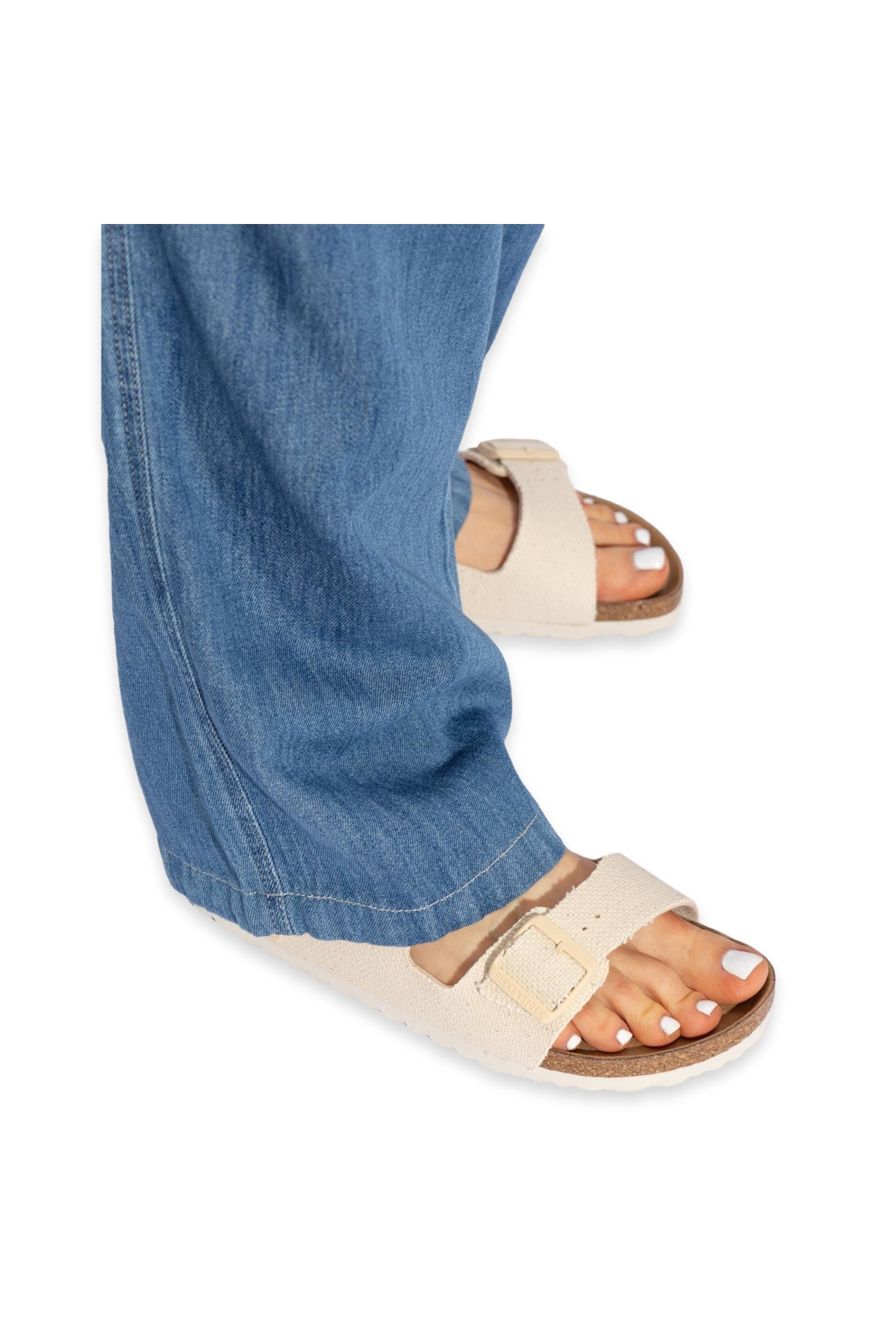 Arizona Tex Rough Canvas Vegan Krem Kadın Terlik - Görsel 5