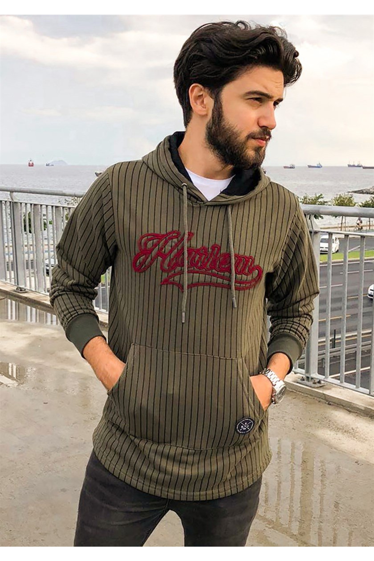 Kapşonlu Sweatshirt Haki 2825