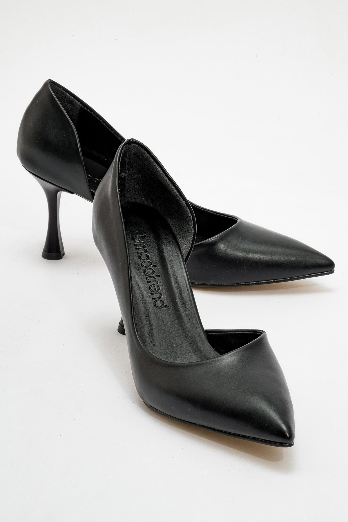 Kadın Sivri Burun Topuklu Ayakkabı SİYAH CİLT - Görsel 3