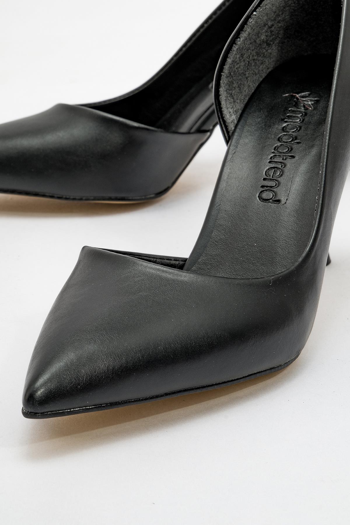 Kadın Sivri Burun Topuklu Ayakkabı SİYAH CİLT - Görsel 4