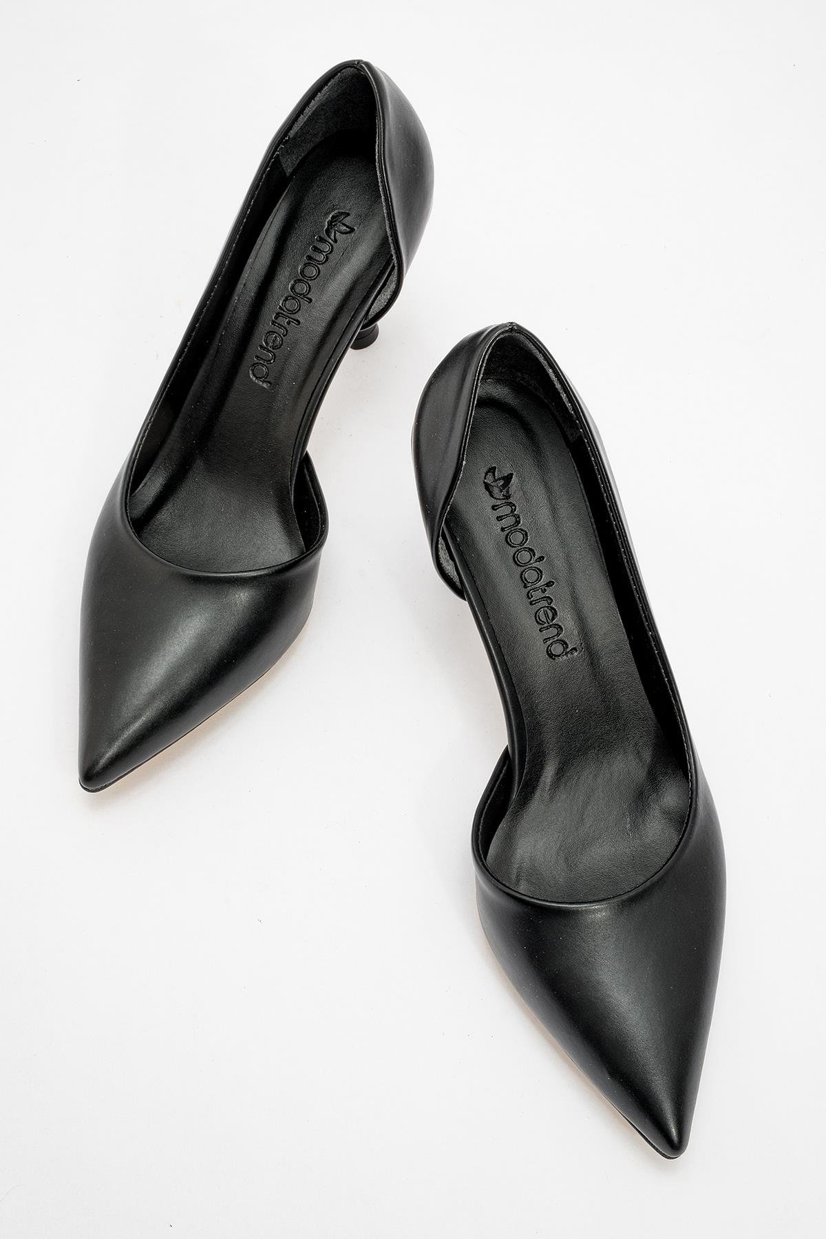 Kadın Sivri Burun Topuklu Ayakkabı SİYAH CİLT - Görsel 6