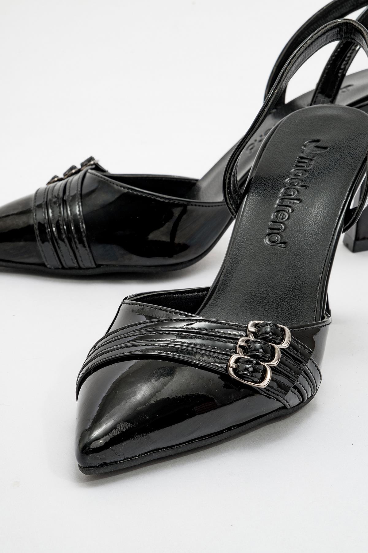 Kadın 3 Tokalı Topuklu Ayakkabı SİYAH RUGAN - Görsel 4