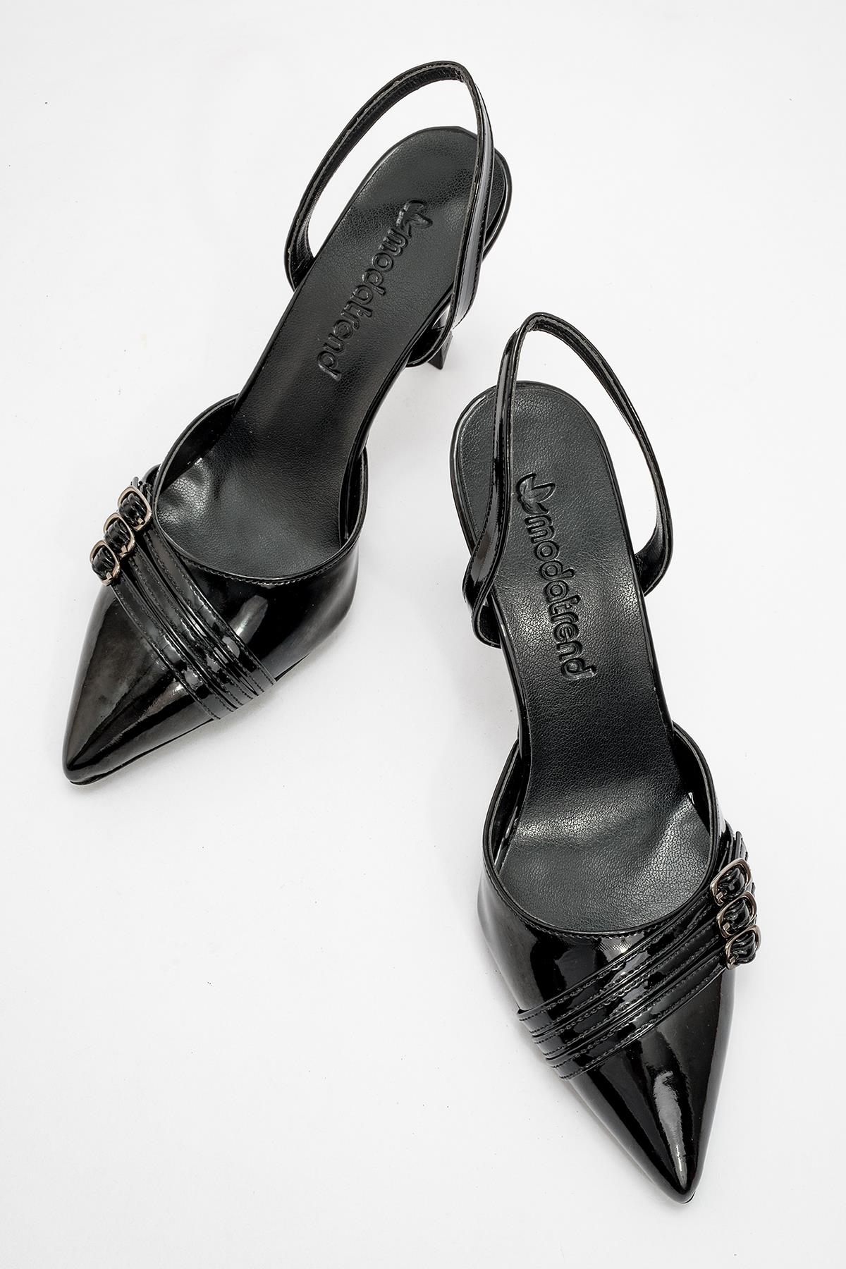 Kadın 3 Tokalı Topuklu Ayakkabı SİYAH RUGAN - Görsel 6