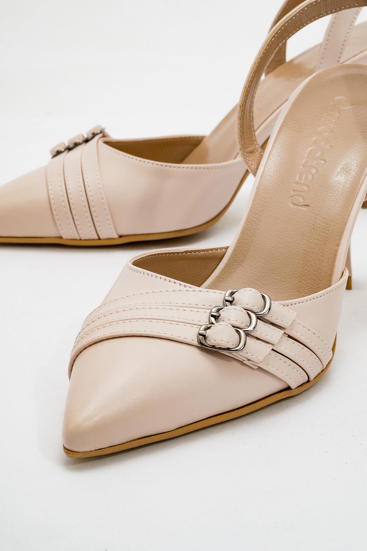Kadın 3 Tokalı Topuklu Ayakkabı TEN CİLT - Görsel 4