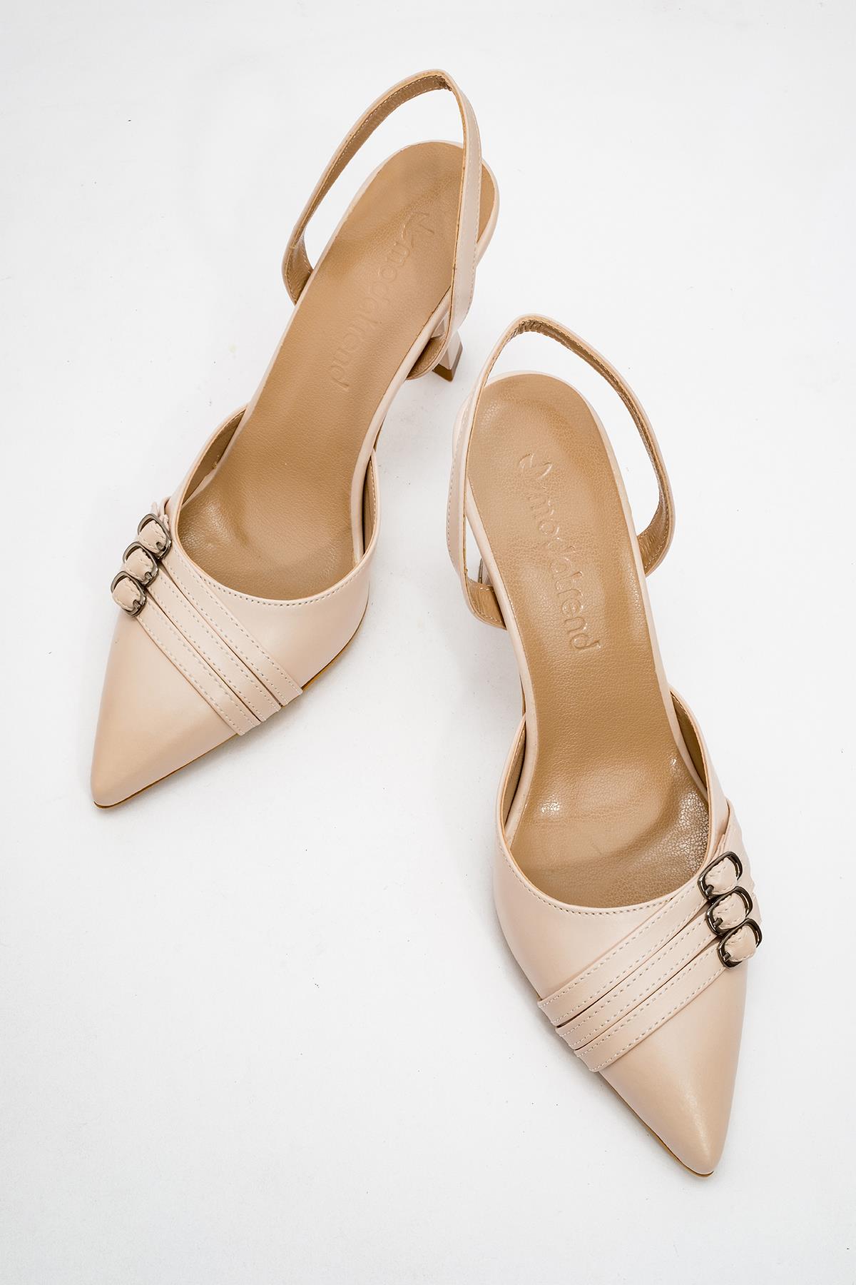 Kadın 3 Tokalı Topuklu Ayakkabı TEN CİLT - Görsel 6