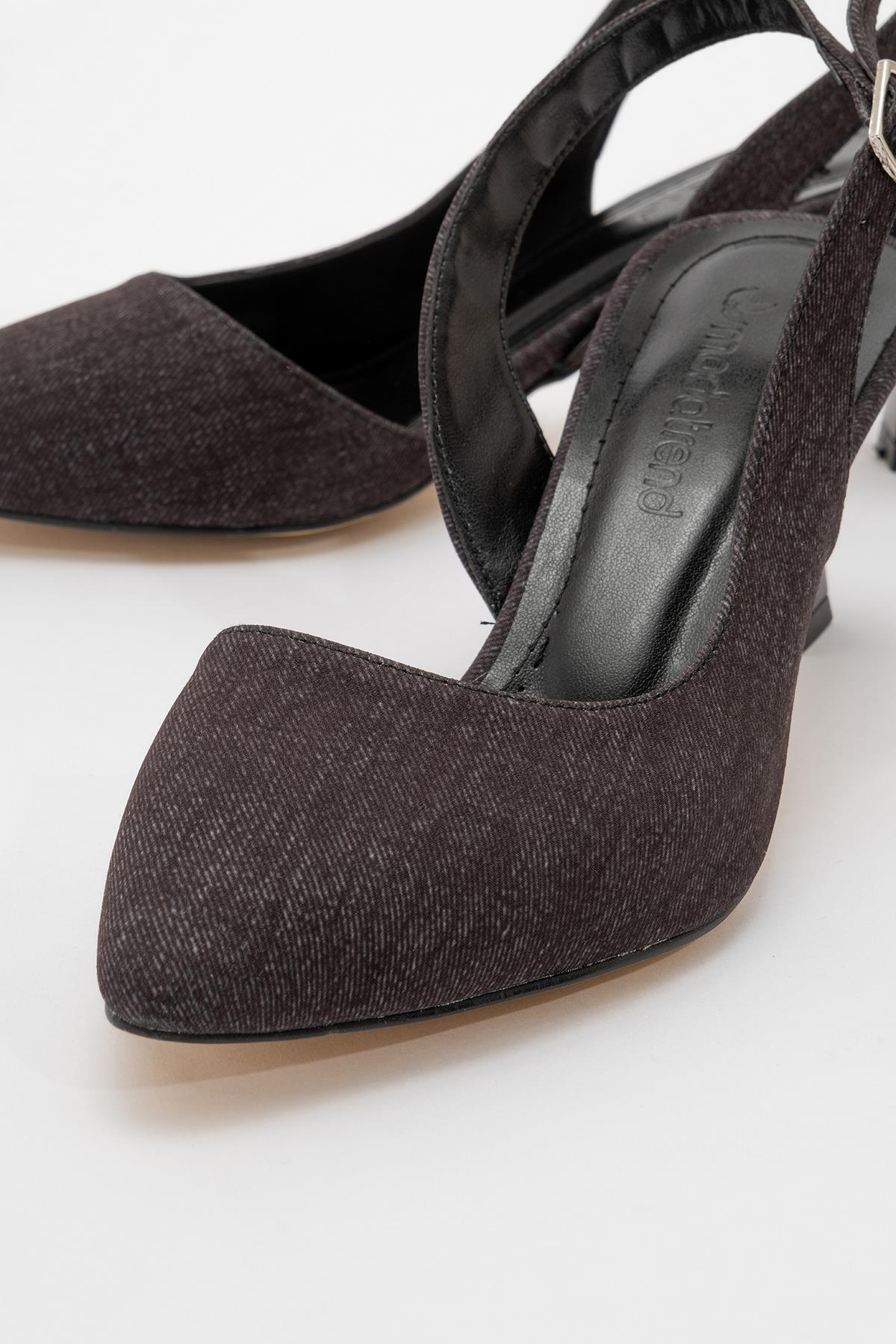 Kadın Topuklu Ayakkabı SİYAH KOT - Görsel 4