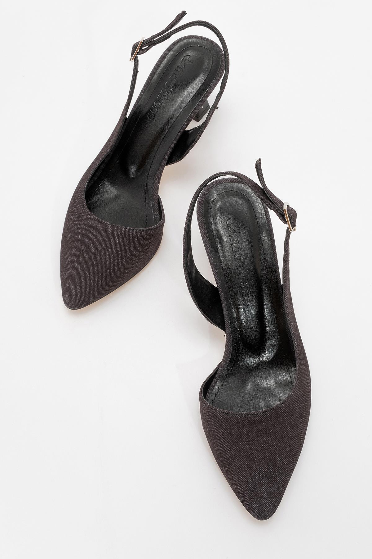 Kadın Topuklu Ayakkabı SİYAH KOT - Görsel 6
