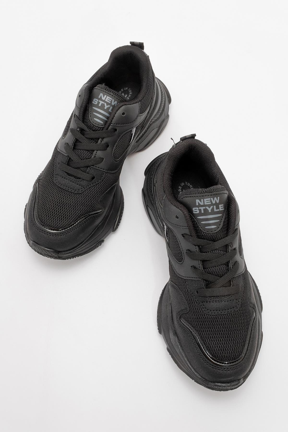 Bağcıklı Kadın Spor Ayakkabı SİYAH SİYAH - Görsel 6