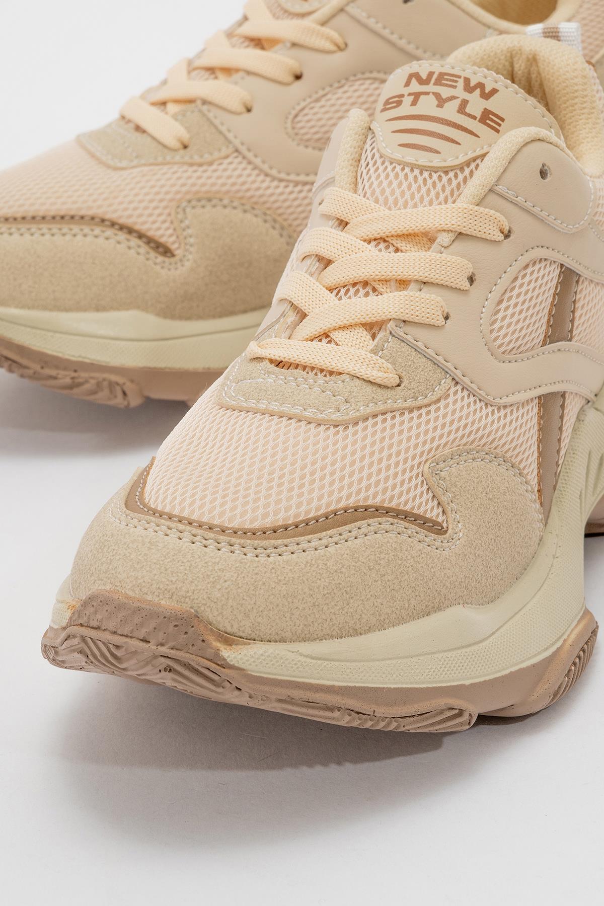 Bağcıklı Kadın Spor Ayakkabı EKRU KAHVE - Görsel 4